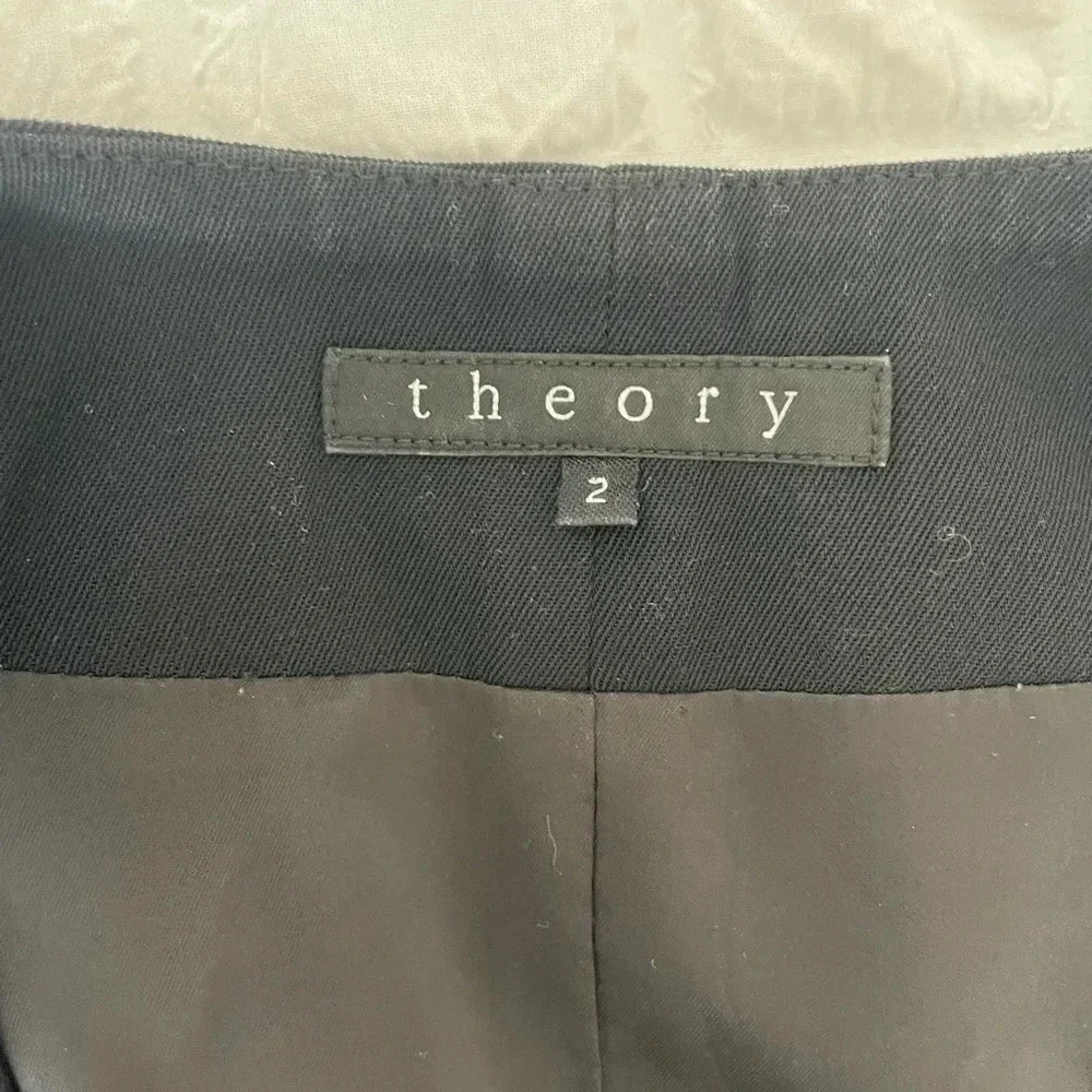 Theory black wool blend collarless Medora Hydric blazer - Picture 9 of 11
